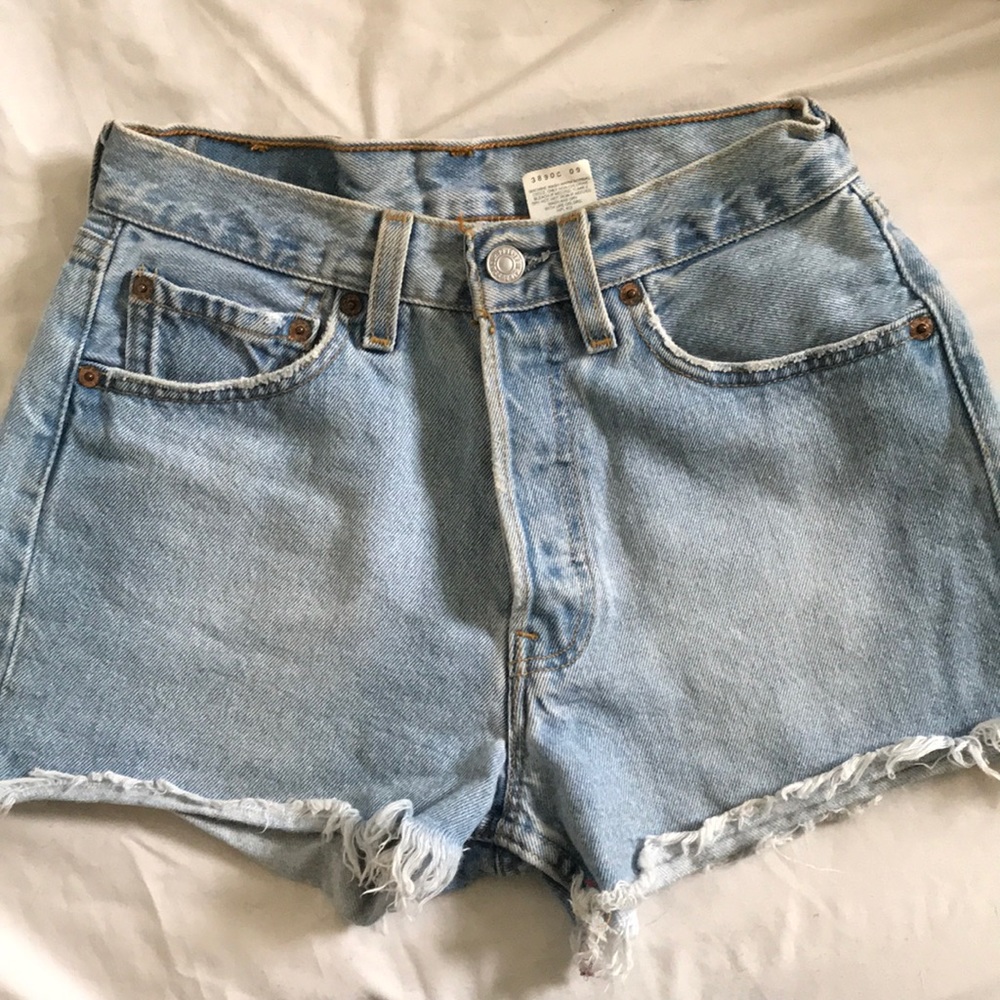 501 Levi High Waisted Denim Shorts